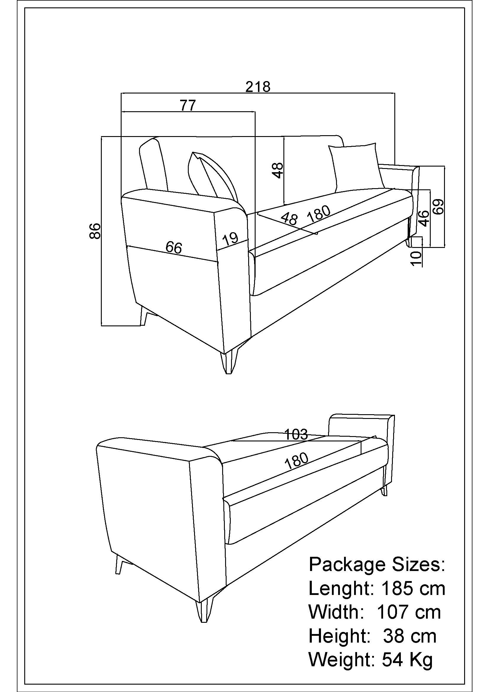 Canapea extensibila click- clack Eliro, crem  2